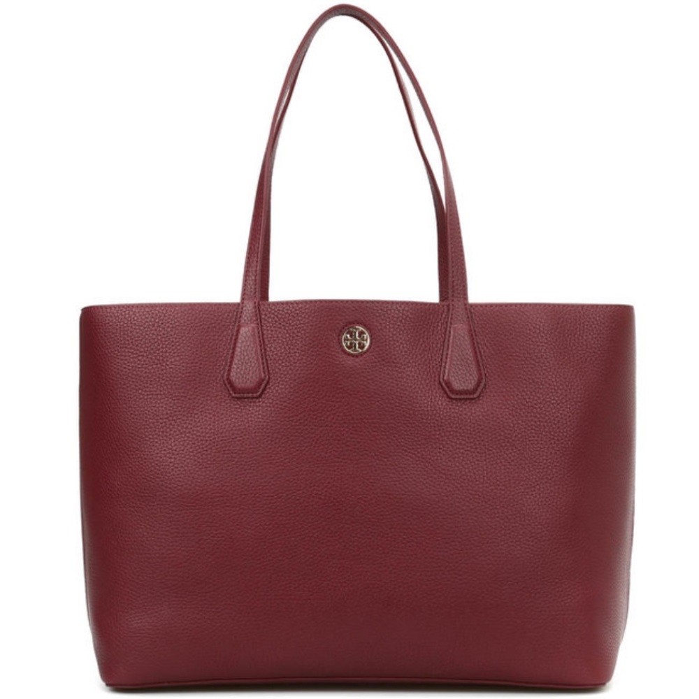 TORY BURCH PERRY TOTE IN BURGUNDY LEATHER WITH DUSTER BAG! SO GORGEOUS! 👜😍💗